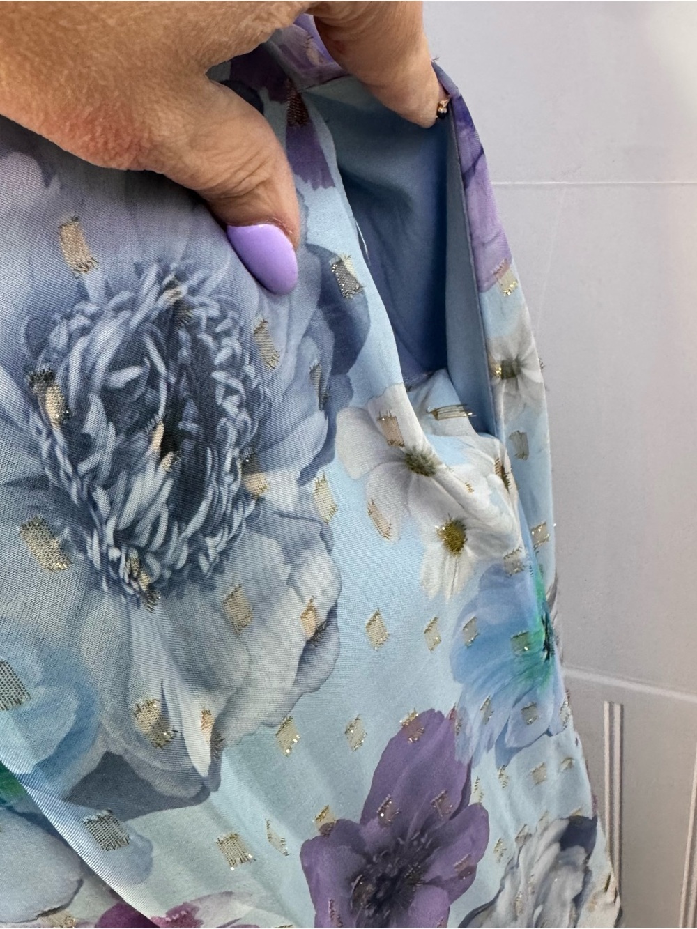 Jessica Howard 10P Floral High Low Maxi Dress Pockets Blue Purple Wedding Guest - Picture 6 of 8